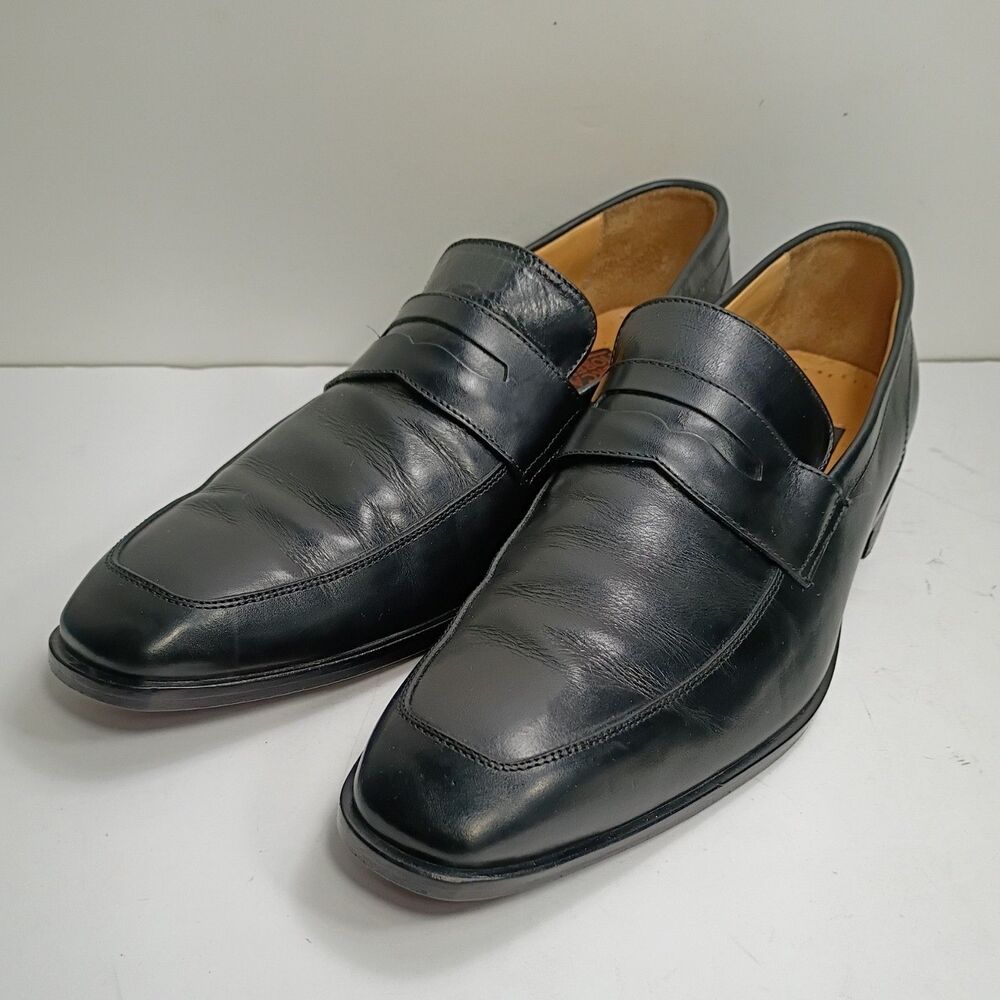 Mercanti Fiorentini Leather Mens Black in Toe Slip-On Penny Loafer size 9.5M